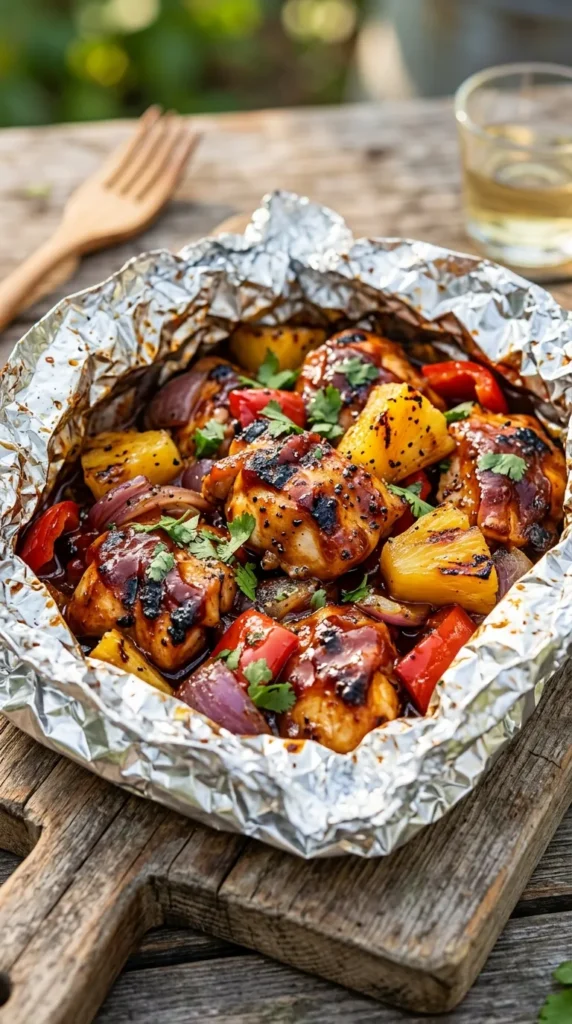 BBQ Chicken & Pineapple Foil Packets (Summer Vibes in January)