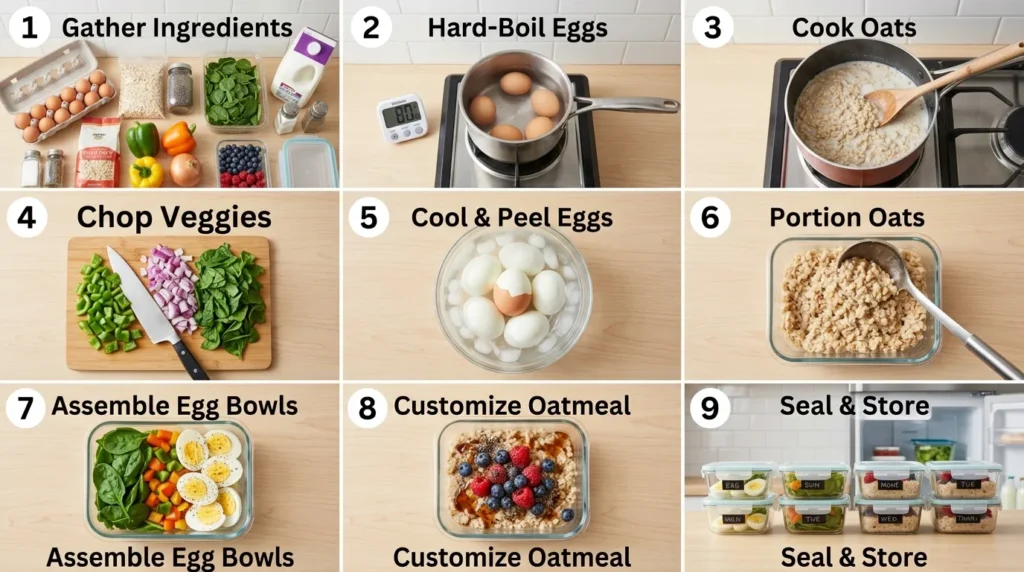 Breakfast Meal Prep for Two Weeks (Eggs Oats More)