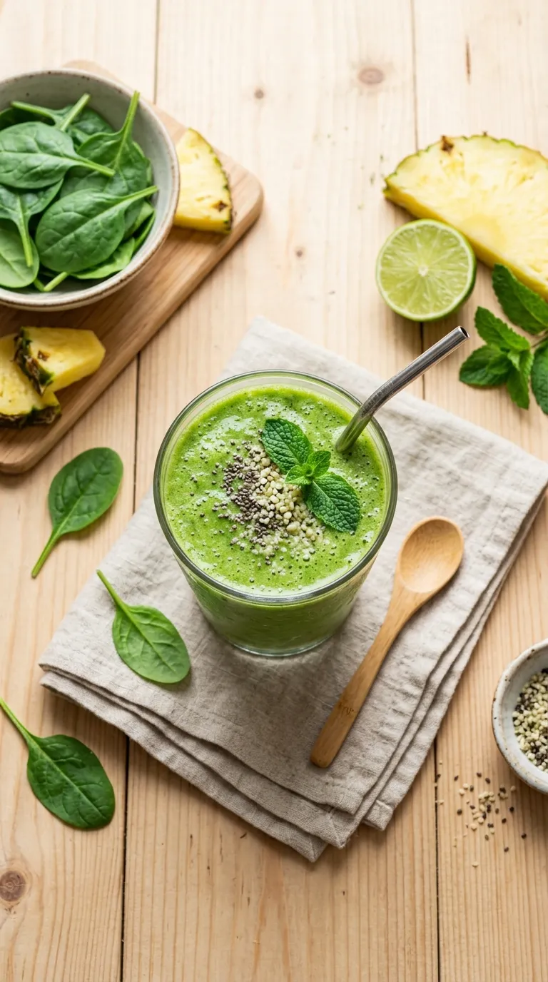Green Detox Smoothies with Spinach and Pineapple
