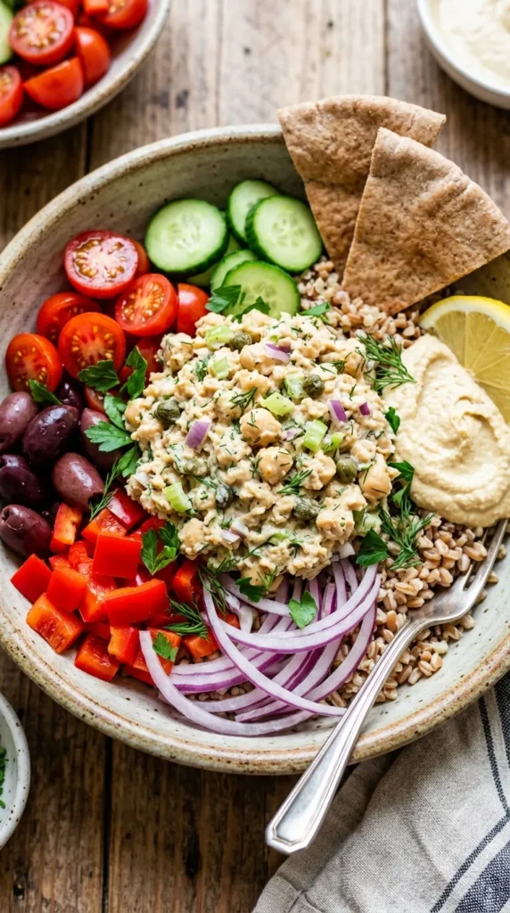 Mediterranean Chickpea “Tuna” Salad Bowl