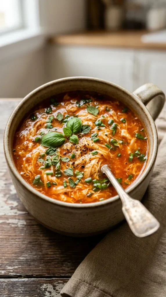 One-Mug Tomato & Herb “Egg Drop” Soup (No Eggs Required)