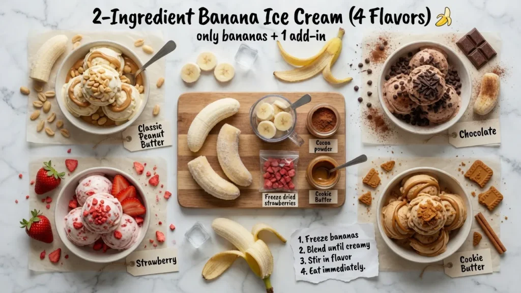 2-Ingredient Banana Ice Cream (4 Flavors)