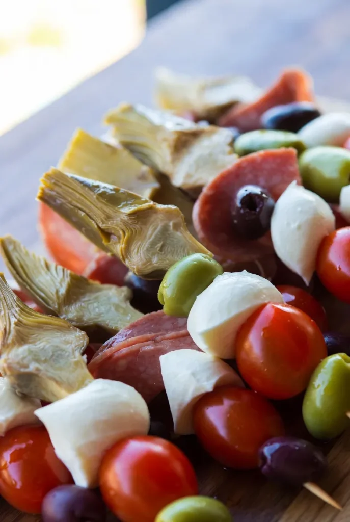 Antipasto Skewers with Marinated Artichokes