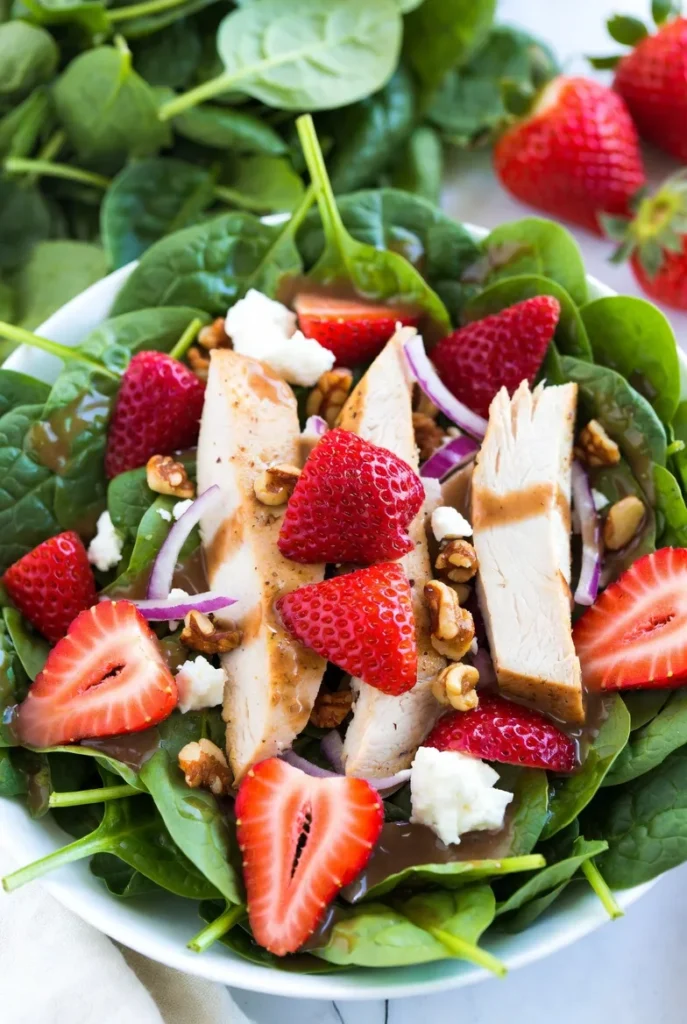 Balsamic Strawberry Spinach Salad with Chicken
