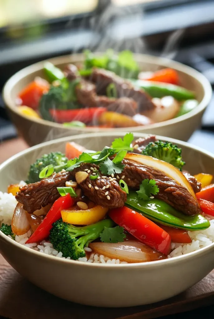 Beef Veggie Stir-Fry Bowls