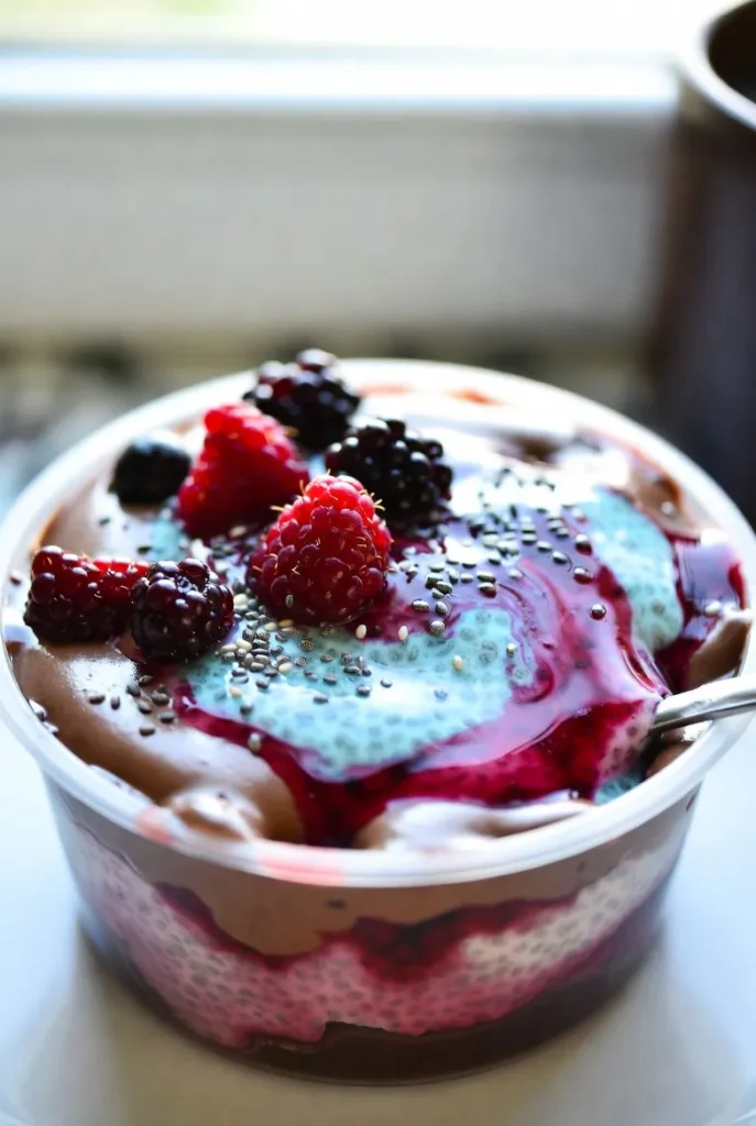 Berry Blast Chocolate Chia Pudding