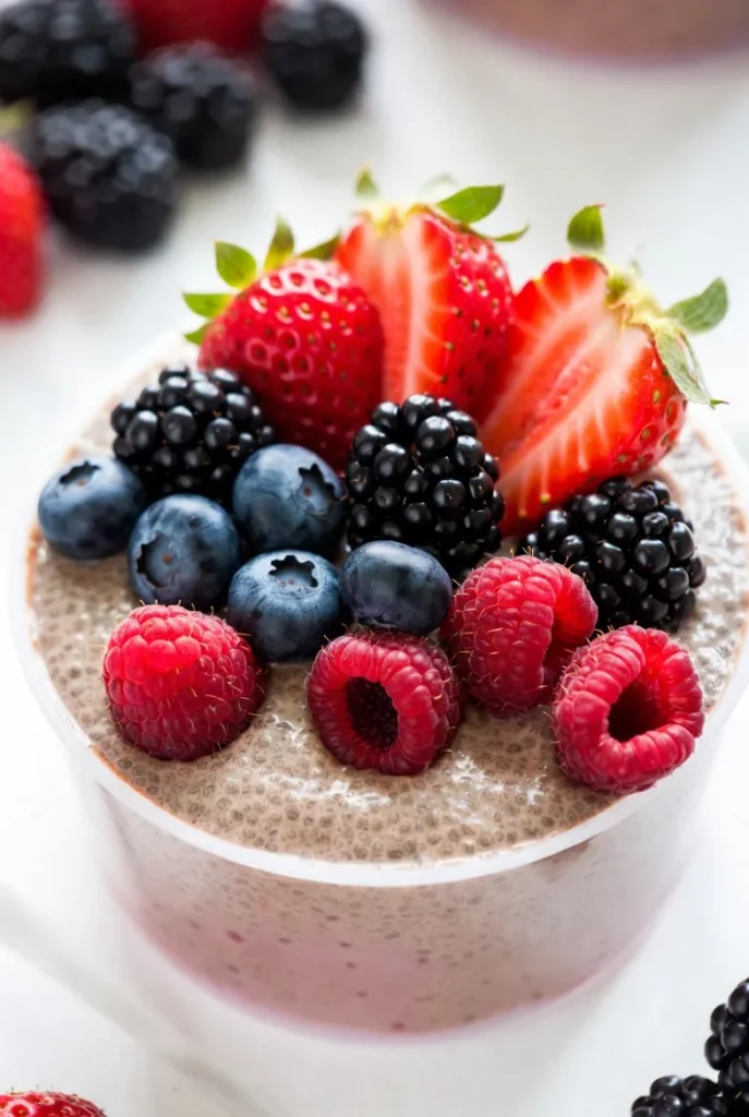 Berry Burst Chocolate Chia Pudding