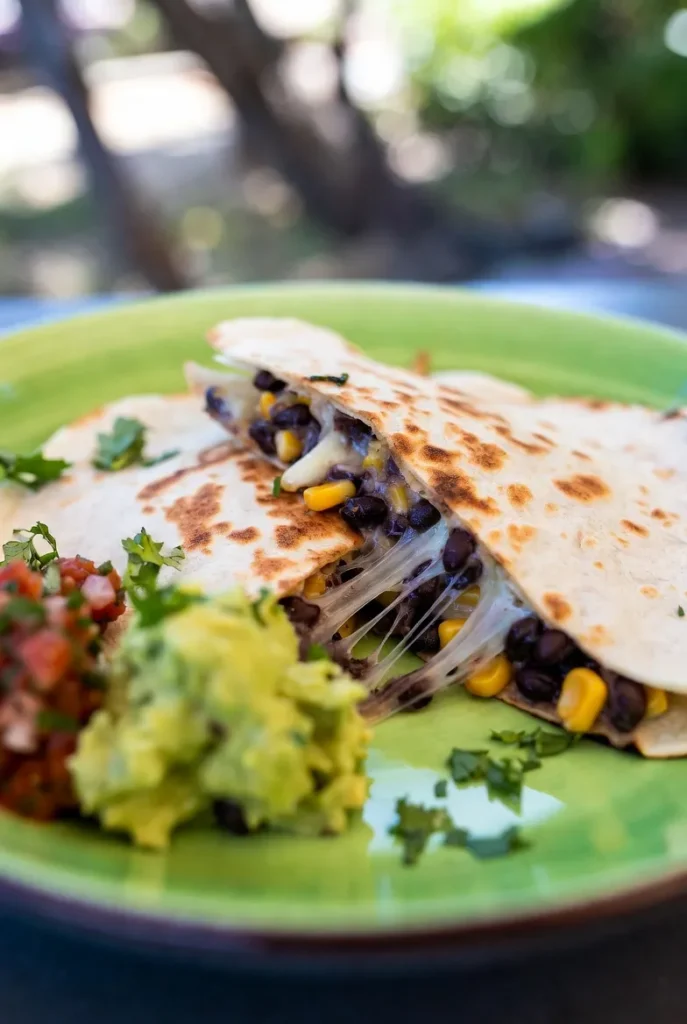 Black Bean Corn Quesadillas with Guac