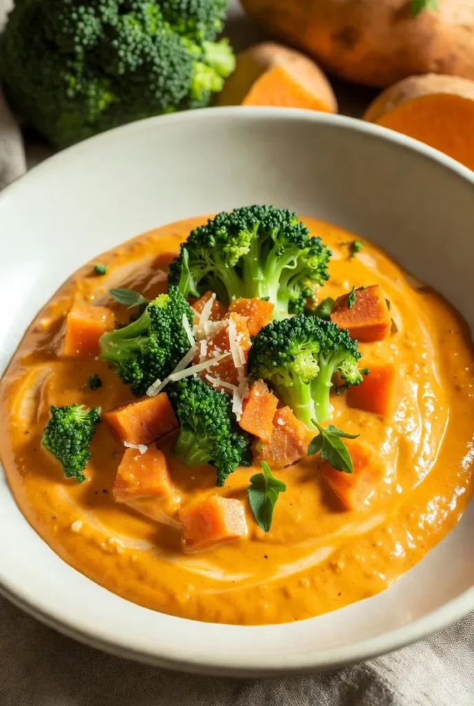 Broccoli & Sweet Potato Cheesy Sauce