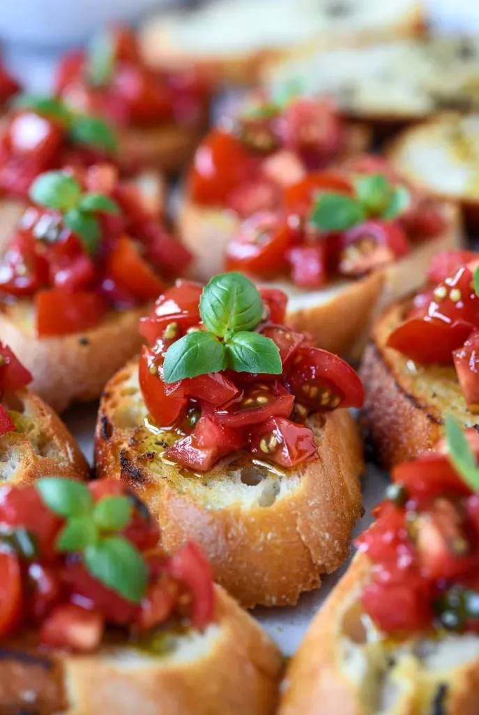 Bruschetta Bites on Garlic Crostini