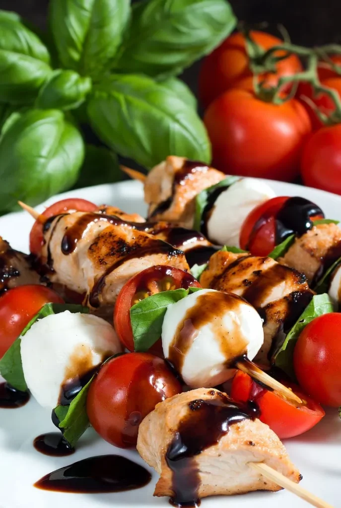 Caprese Chicken Skewers with Balsamic Glaze