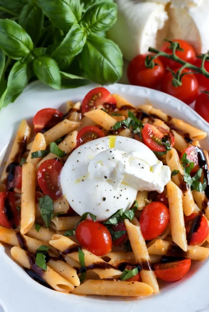 Caprese Pasta Salad with Burrata