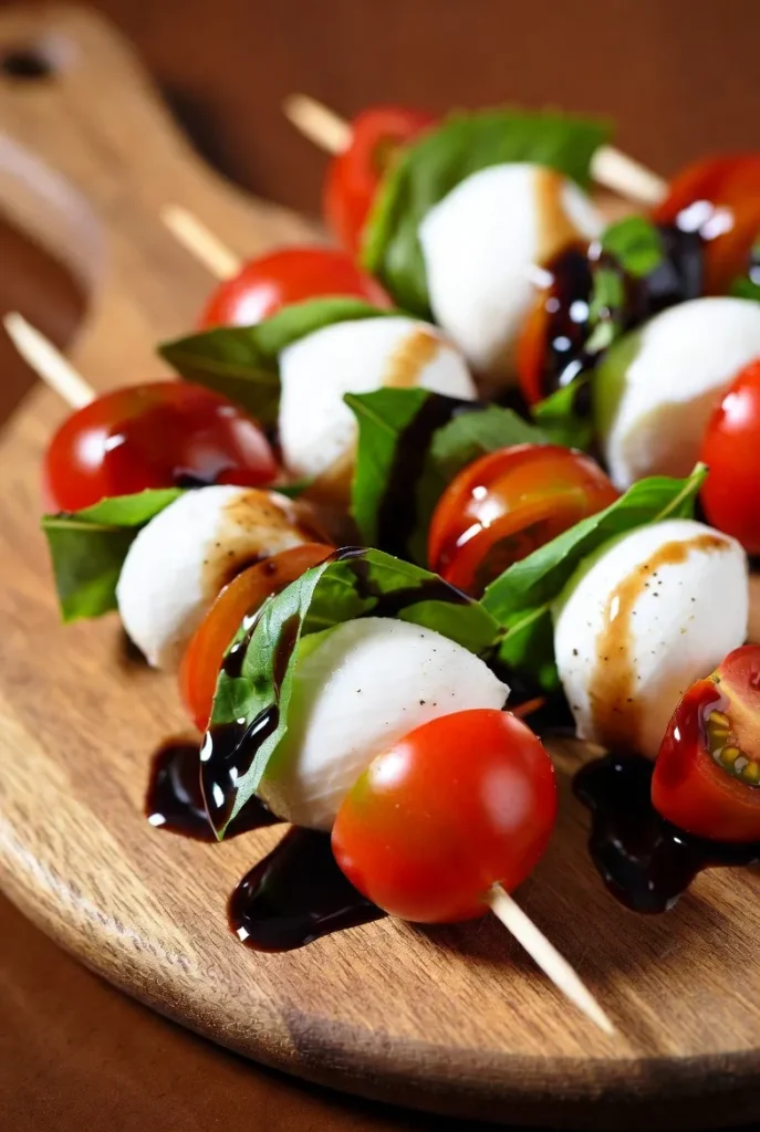 Caprese Skewers with Balsamic Glaze – Fresh and Fancy Finger Food