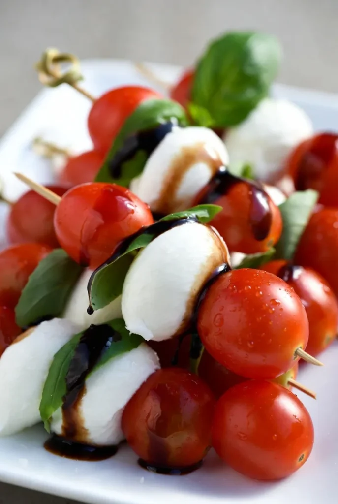 Classic Caprese Skewers with a Balsamic Glaze Kick