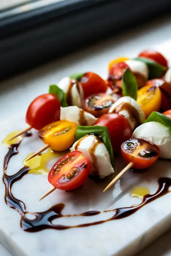 Classic Caprese Skewers with a Balsamic Kick