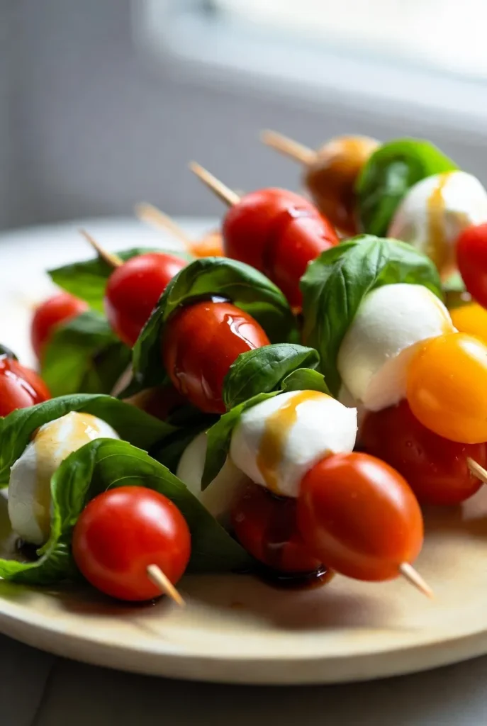 Classic Caprese Skewers with a Tangy Balsamic Kick