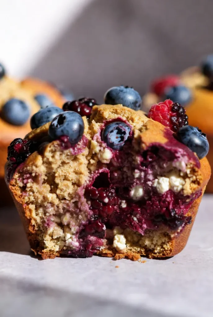 Cottage Cheese Berry Blast Muffins