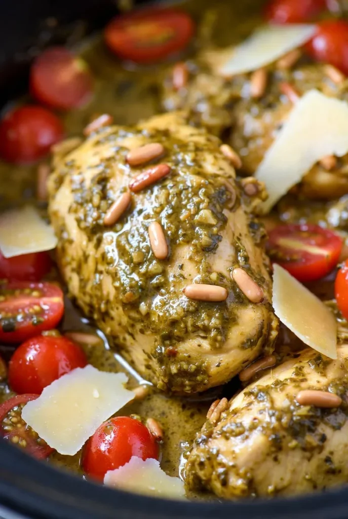 Creamy Pesto Crockpot Chicken