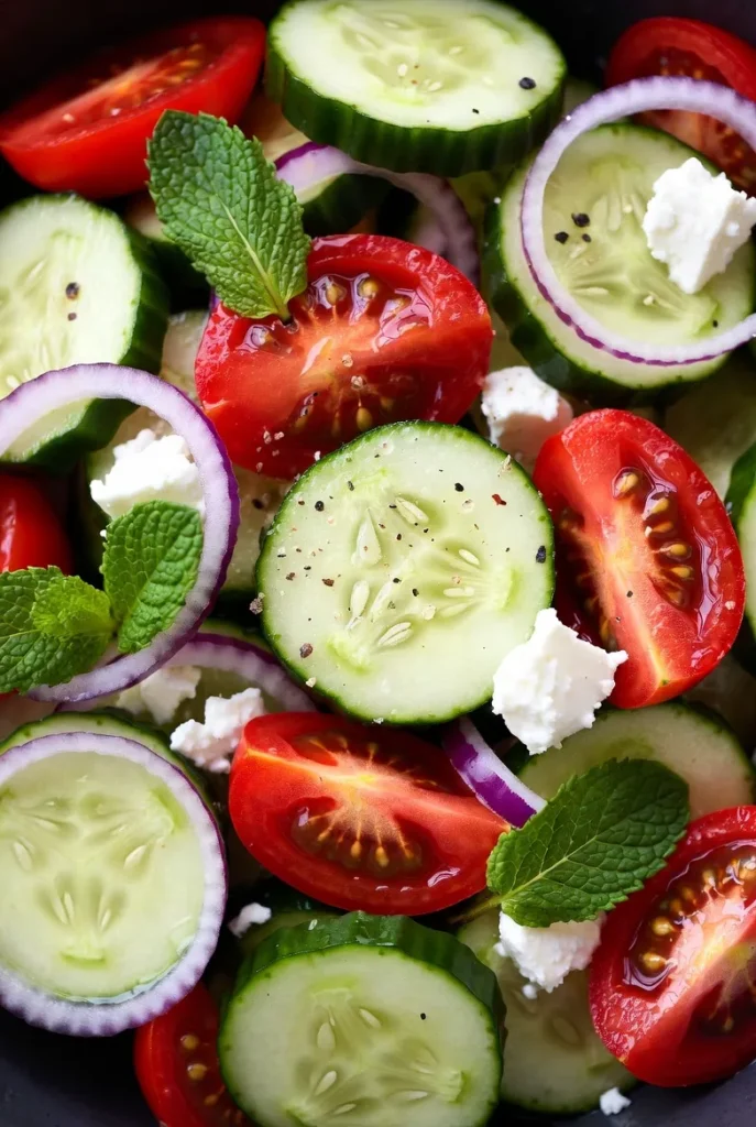 Crisp Cucumber Tomato Salad with Fresh Mint