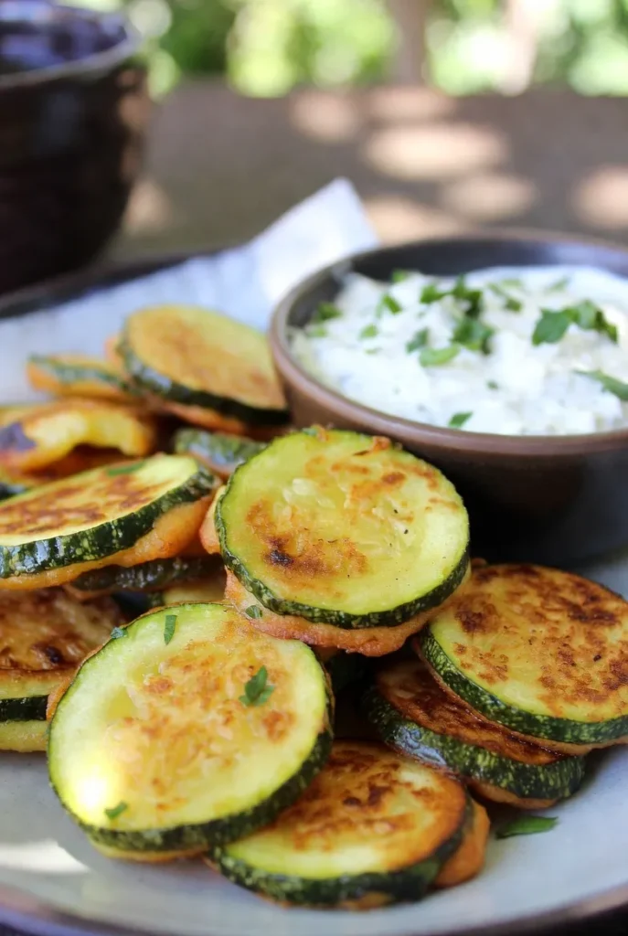 Crispy Zucchini Fritters with Herb Yogurt Dip