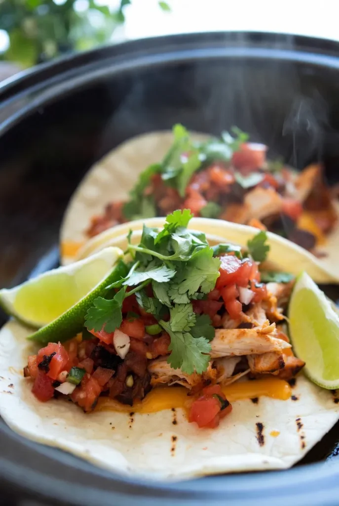 Crockpot Salsa Chicken Tacos