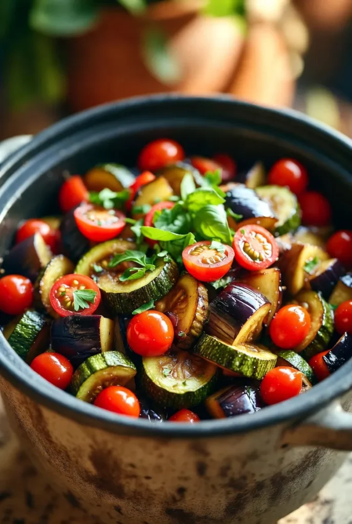 Crockpot Summer Ratatouille (Vegetarian Option)