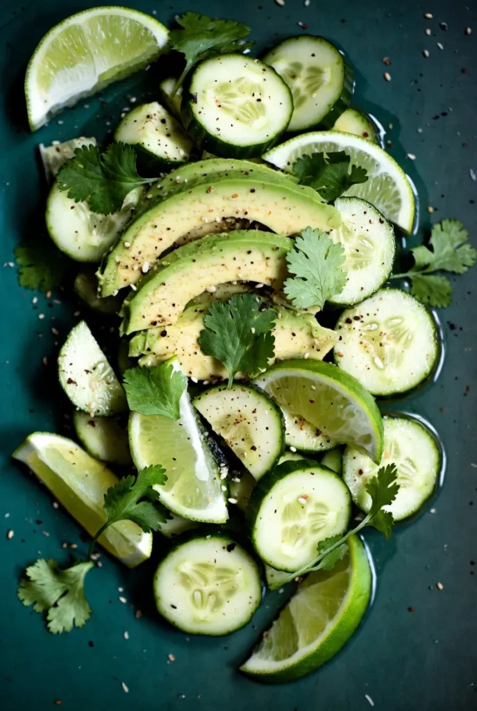 Cucumber Avocado Lime Salad with Everything Bagel Seasoning