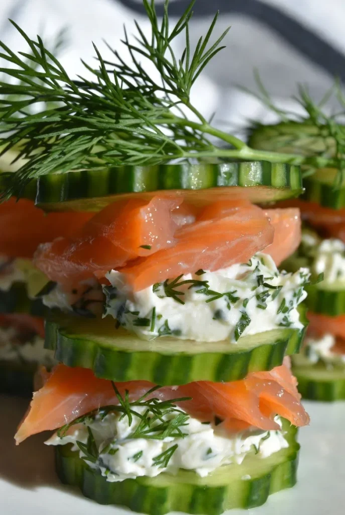 Cucumber Bites with Herbed Cream Cheese and Smoked Salmon