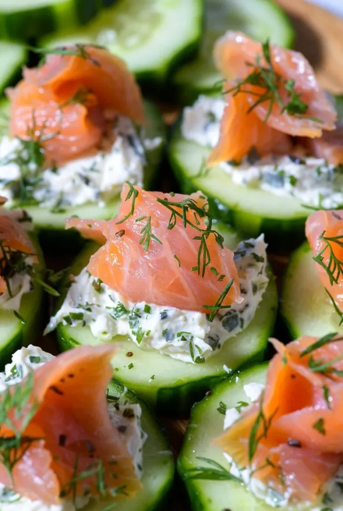 Cucumber Salmon Bites with Herbed Cream Cheese
