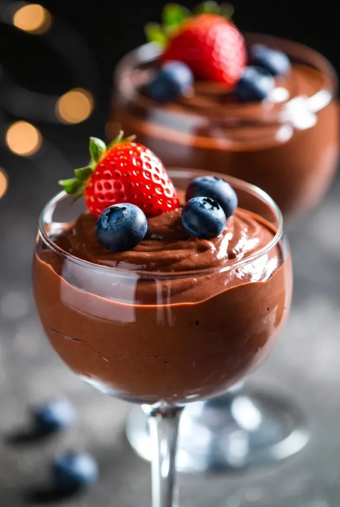 Decadent Chocolate Avocado Mousse with Berry Topping