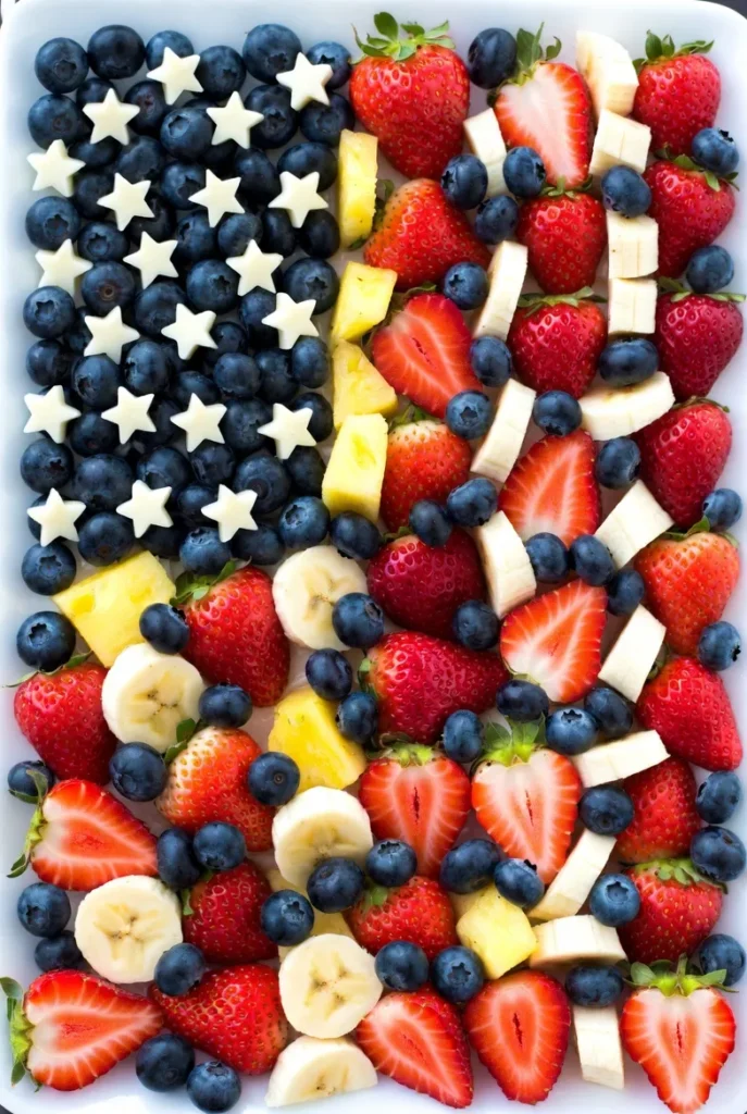 Easy Patriotic Flag Fruit Platter