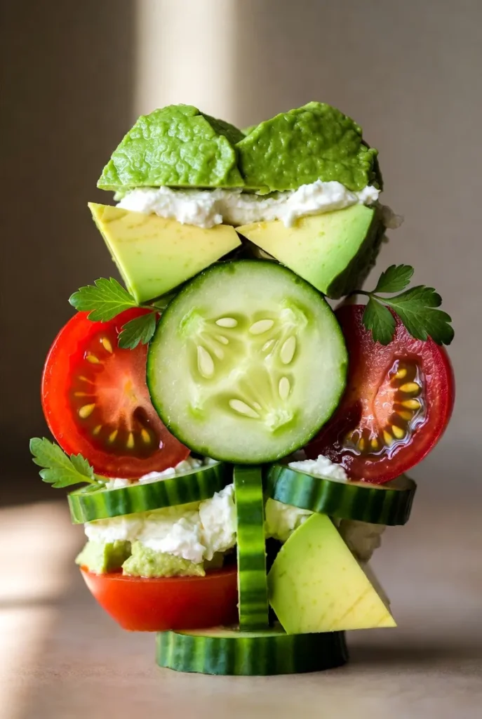 Emerald Veggie Stacks with Herb Cream Cheese