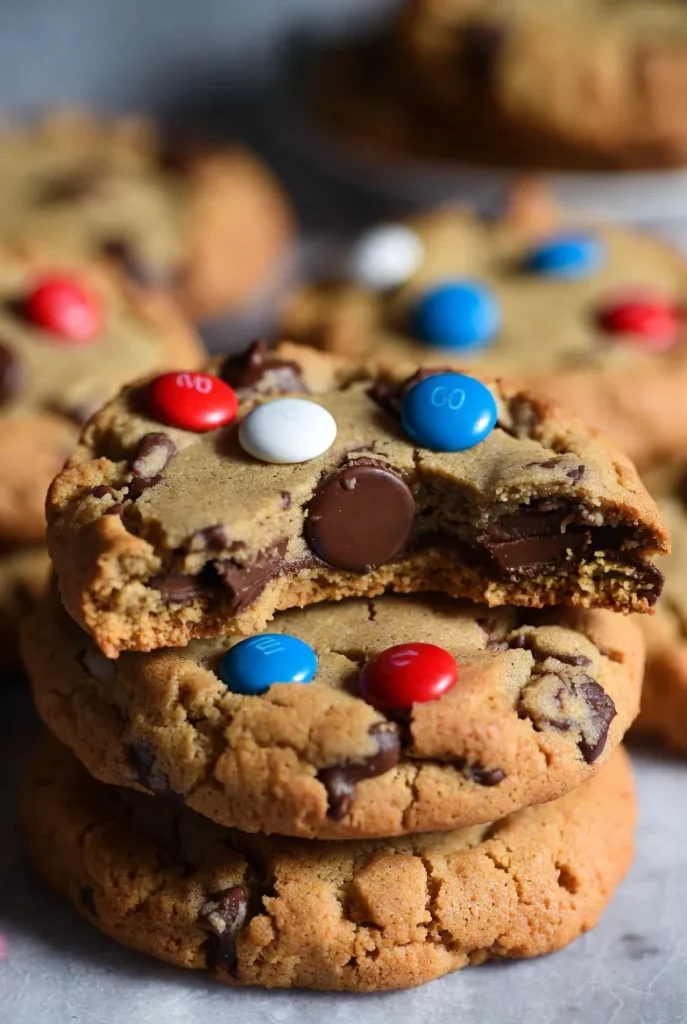 Firecracker Chocolate Chip Cookies with Patriotic Twist
