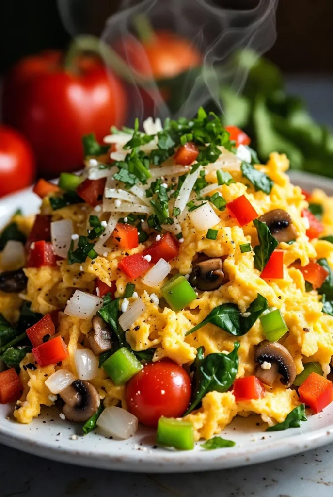 Fluffy Veggie Egg Scramble
