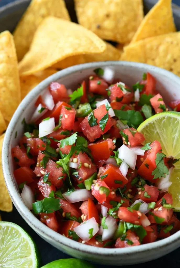 Fresh Pico de Gallo Salsa with Homemade Tortilla Chips