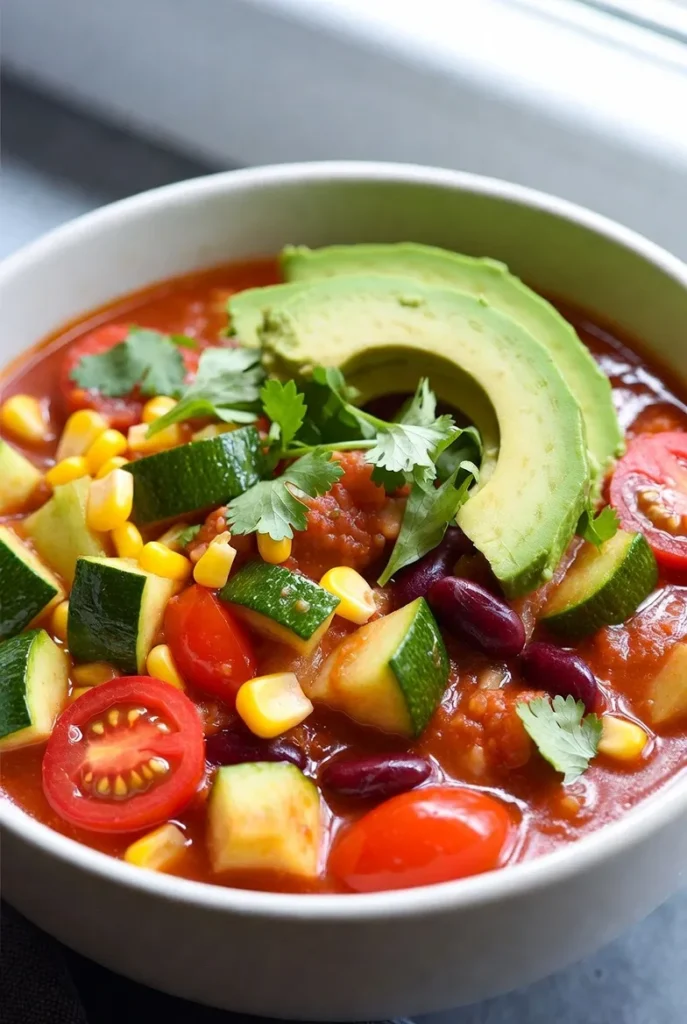 Fresh Summer Veggie & Bean Chili