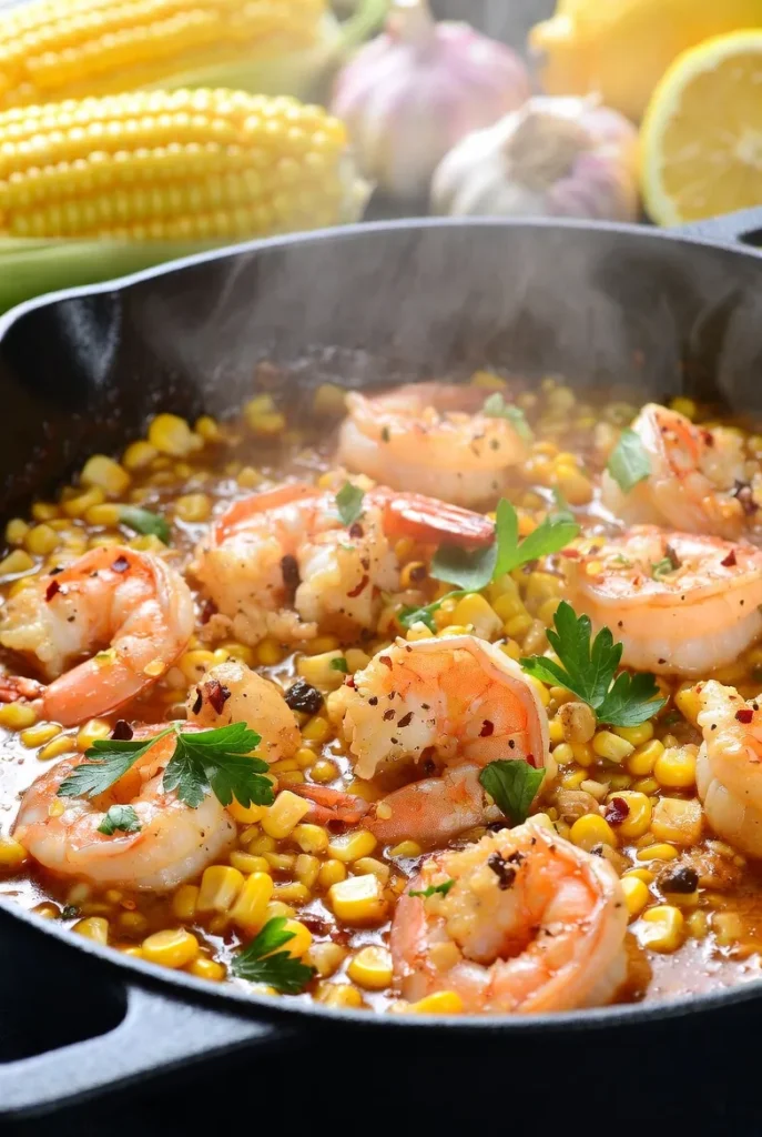 Garlic Butter Corn & Shrimp Skillet