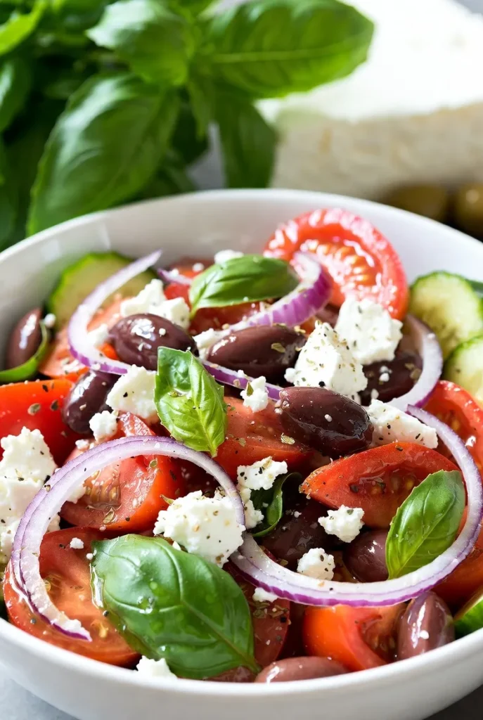 Greek-Style Tomato Basil Salad with Feta