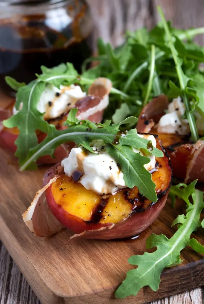 Grilled Peach and Prosciutto Bites