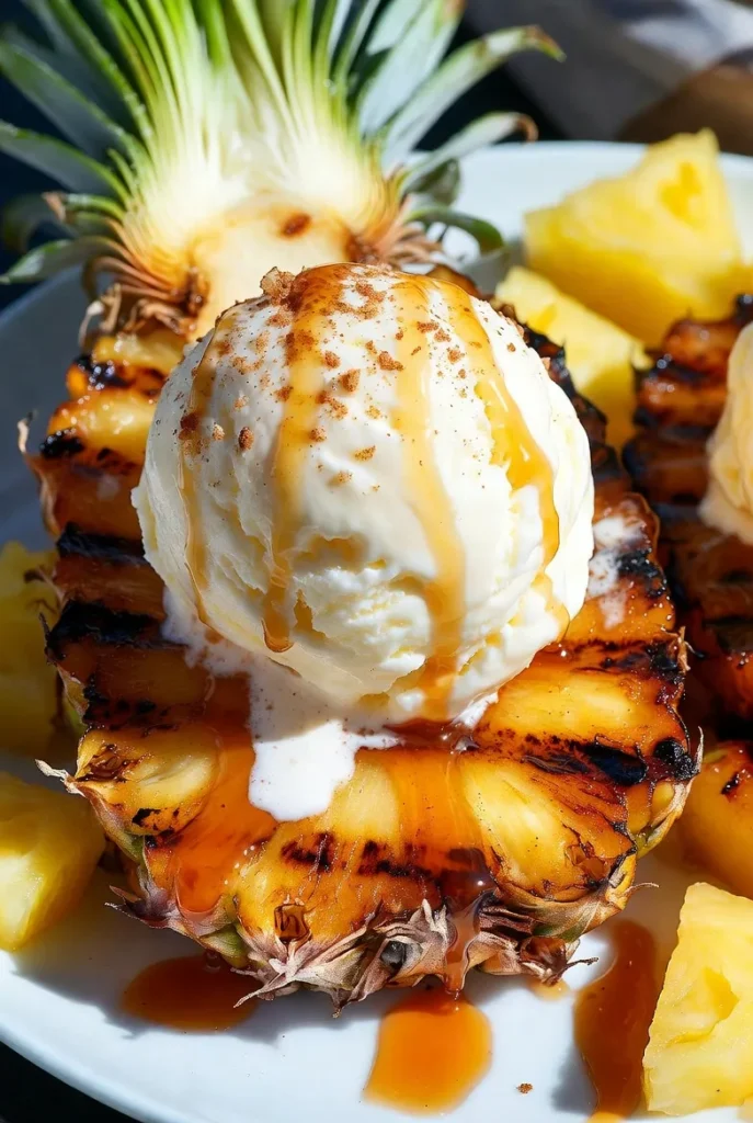 Grilled Pineapple with Vanilla Ice Cream