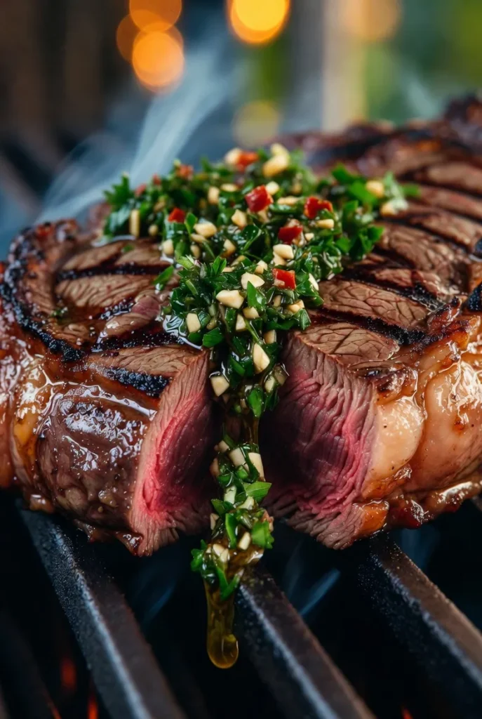 Grilled Ribeye with Fresh Chimichurri
