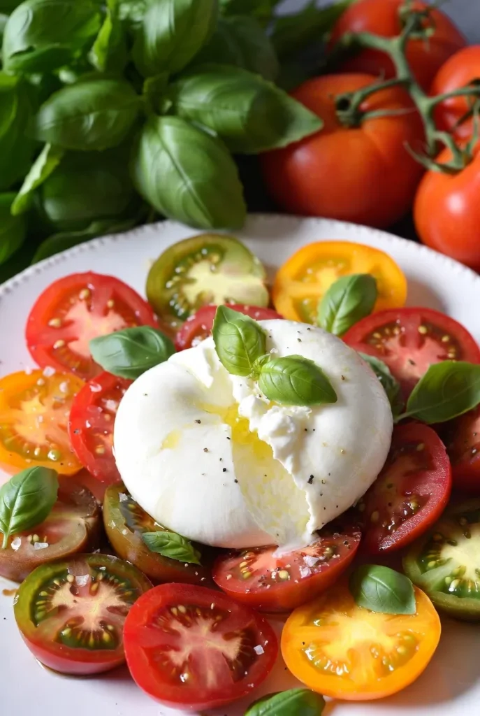 Heirloom Tomato Burrata Salad with Basil