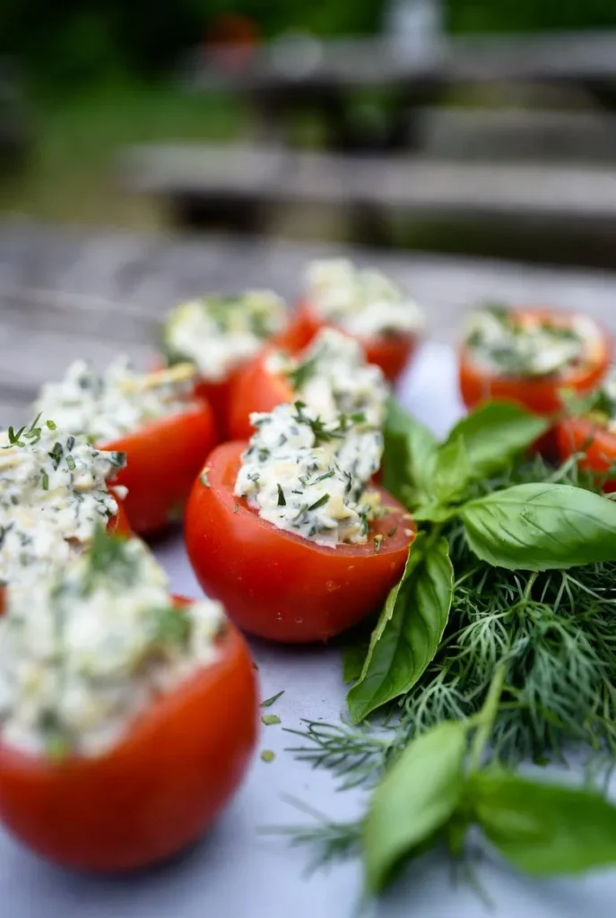 Herbed Cream Cheese Stuffed Cherry Tomatoes