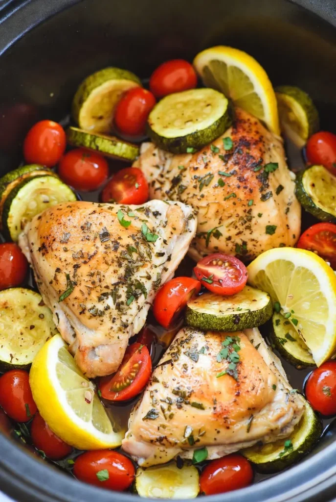 Lemon Herb Chicken with Zucchini & Tomatoes