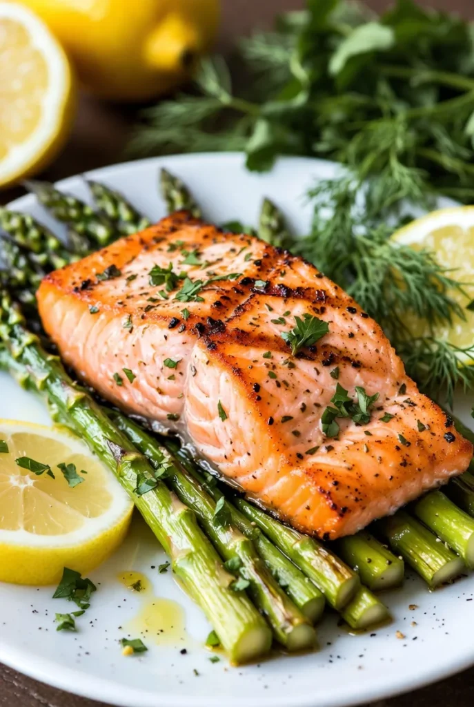 Lemon Herb Grilled Salmon with Asparagus