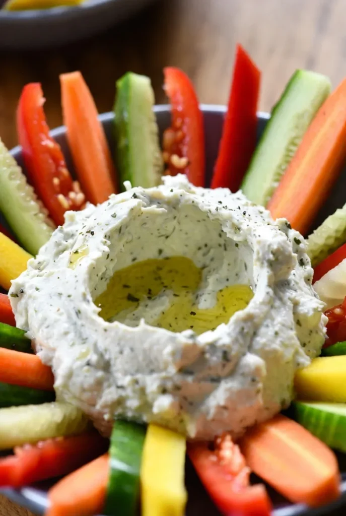 Lemon Herb Whipped Feta Dip with Fresh Veggies