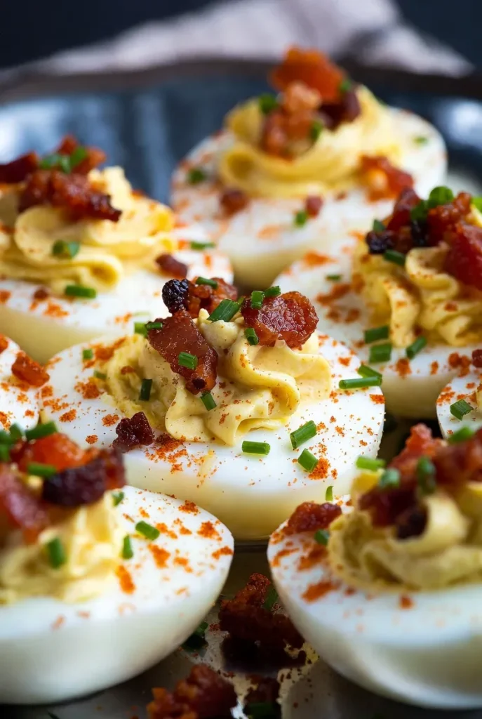 Loaded Deviled Eggs with Bacon and Chives