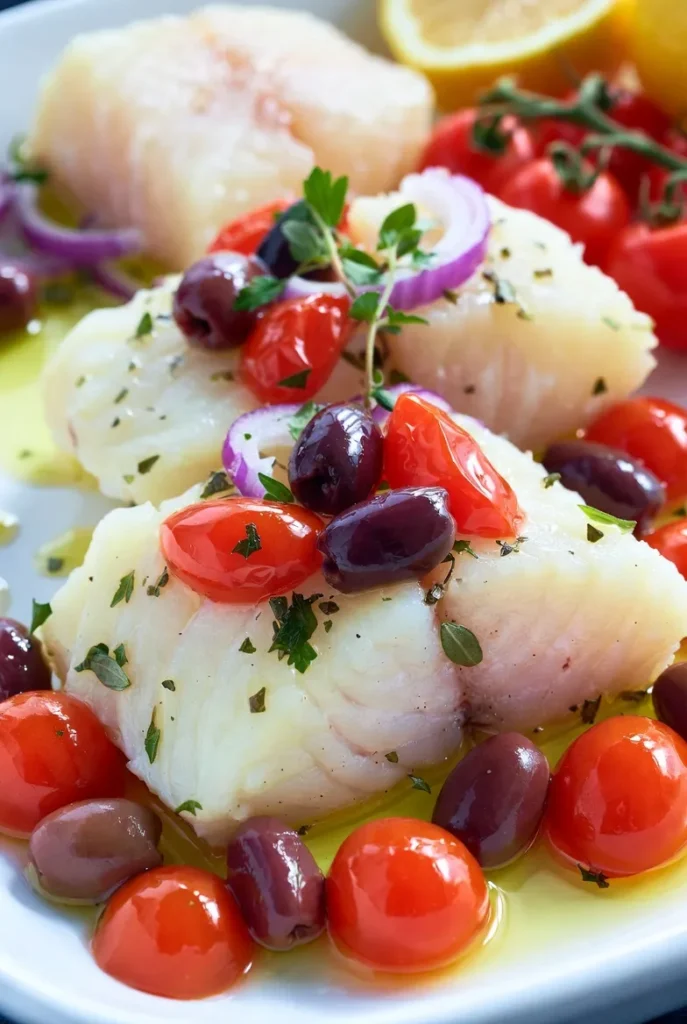 Mediterranean Baked Cod with Olives and Tomatoes
