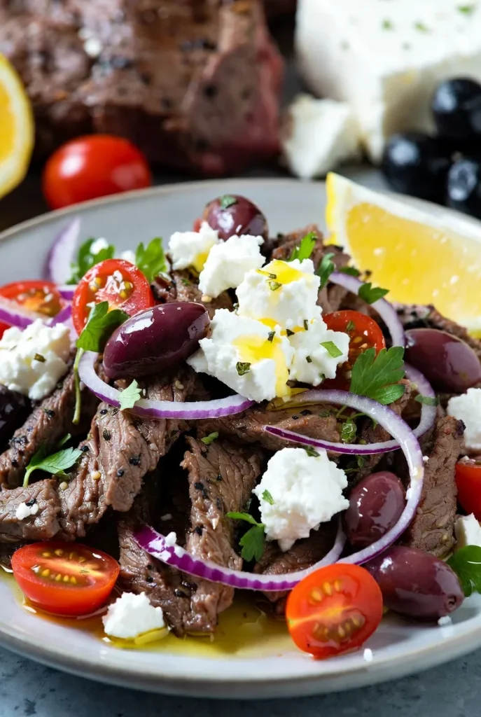 Mediterranean Beef with Feta and Olives