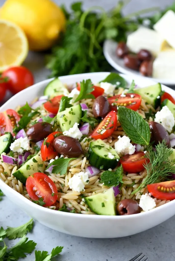 Mediterranean Orzo Salad with Herbs